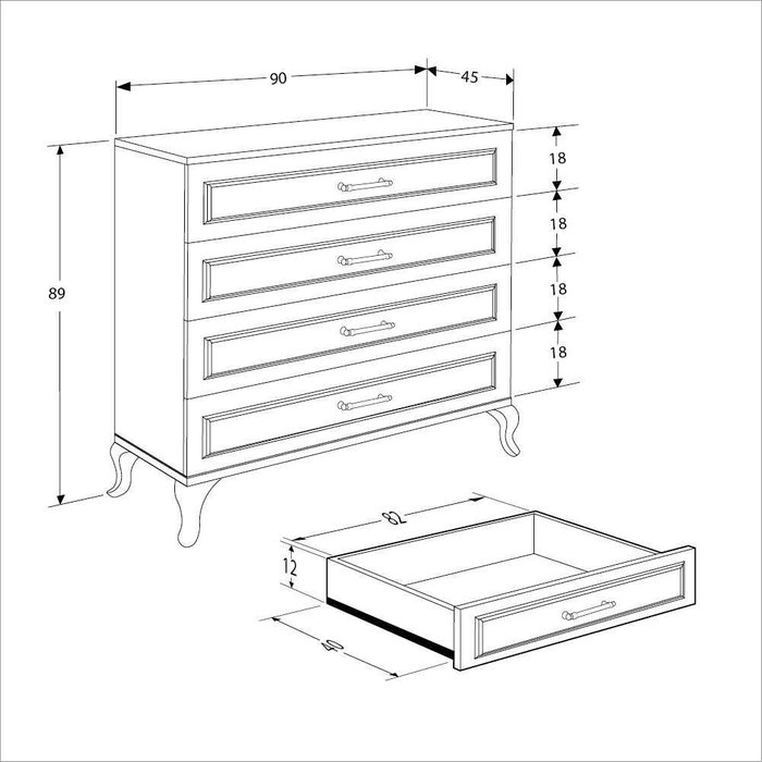 Hanah Home Cómoda Blanca con 4 Cajones